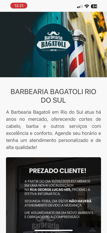 Interface do Agedamentoonline no Celular